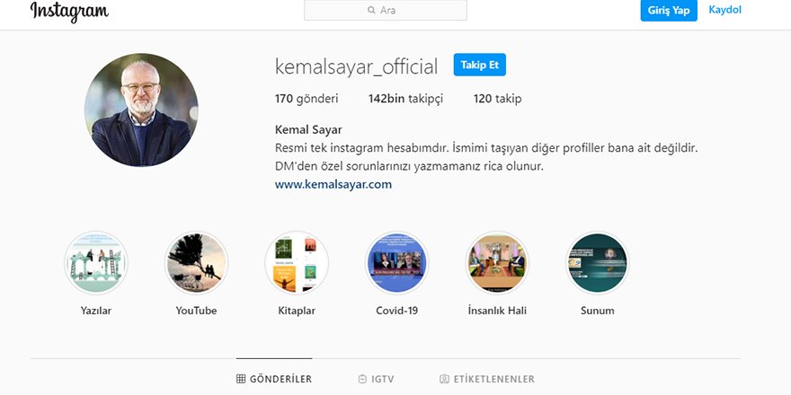 Kemal Sayar'ın İnstagram Takipçi Sayısı 142 bini geçti